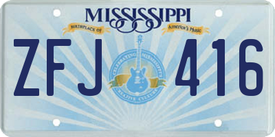 MS license plate ZFJ416