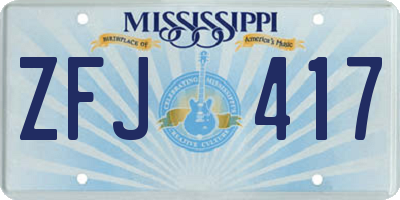 MS license plate ZFJ417