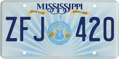 MS license plate ZFJ420