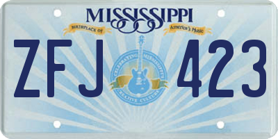 MS license plate ZFJ423