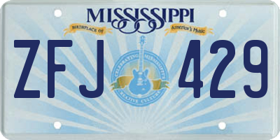 MS license plate ZFJ429