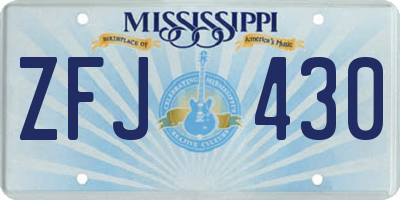 MS license plate ZFJ430