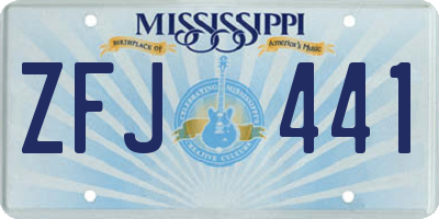MS license plate ZFJ441