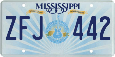 MS license plate ZFJ442