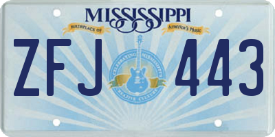 MS license plate ZFJ443