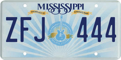 MS license plate ZFJ444