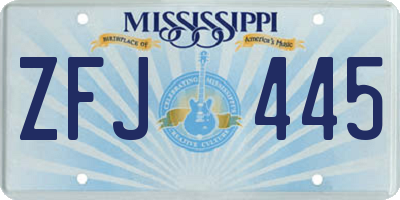 MS license plate ZFJ445