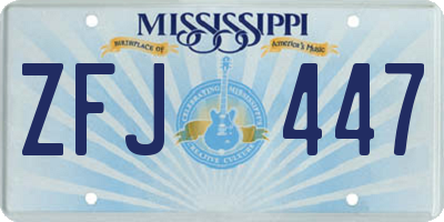 MS license plate ZFJ447