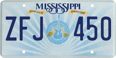 MS license plate ZFJ450