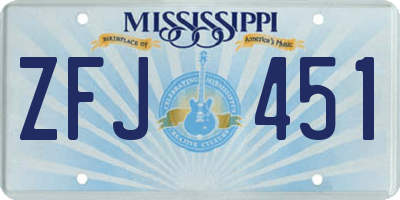 MS license plate ZFJ451
