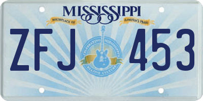 MS license plate ZFJ453
