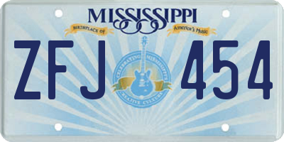 MS license plate ZFJ454