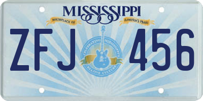 MS license plate ZFJ456