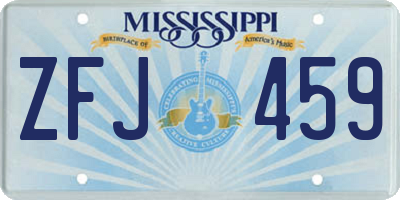MS license plate ZFJ459
