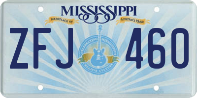 MS license plate ZFJ460