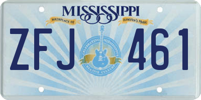 MS license plate ZFJ461