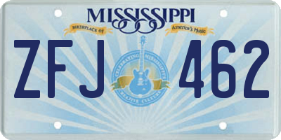 MS license plate ZFJ462