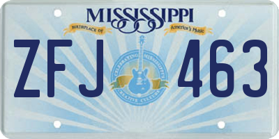 MS license plate ZFJ463