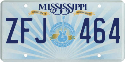 MS license plate ZFJ464