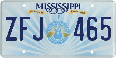 MS license plate ZFJ465