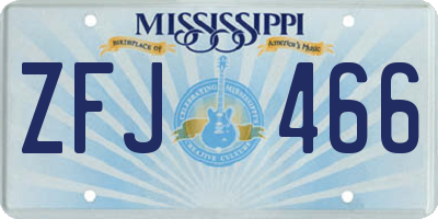MS license plate ZFJ466