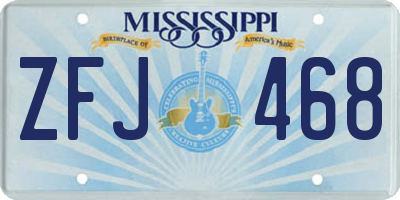 MS license plate ZFJ468