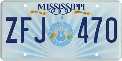 MS license plate ZFJ470