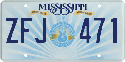 MS license plate ZFJ471