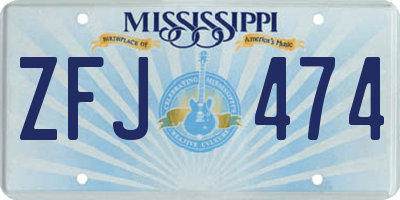 MS license plate ZFJ474