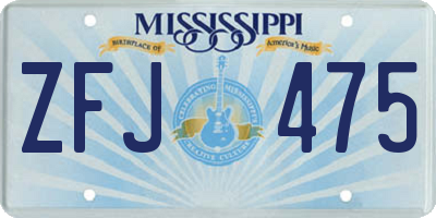 MS license plate ZFJ475