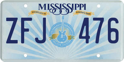 MS license plate ZFJ476