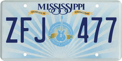 MS license plate ZFJ477