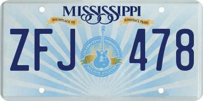 MS license plate ZFJ478