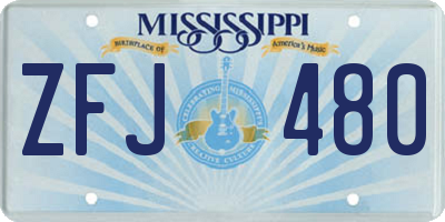 MS license plate ZFJ480