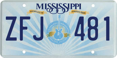 MS license plate ZFJ481
