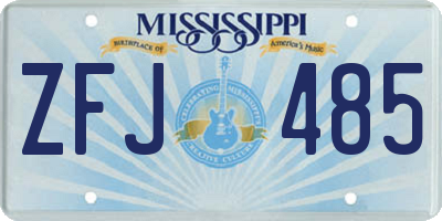 MS license plate ZFJ485
