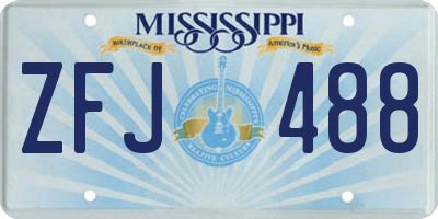 MS license plate ZFJ488