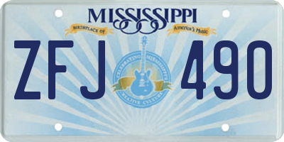 MS license plate ZFJ490