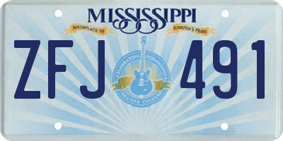 MS license plate ZFJ491