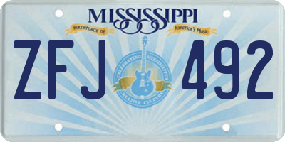 MS license plate ZFJ492
