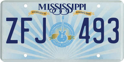 MS license plate ZFJ493