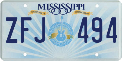 MS license plate ZFJ494