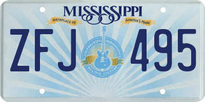 MS license plate ZFJ495