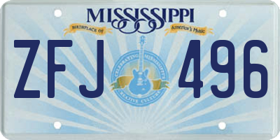 MS license plate ZFJ496