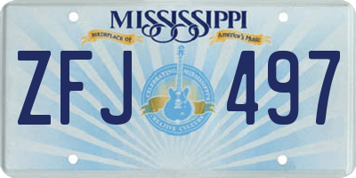 MS license plate ZFJ497