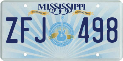 MS license plate ZFJ498