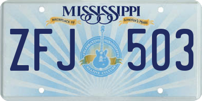 MS license plate ZFJ503