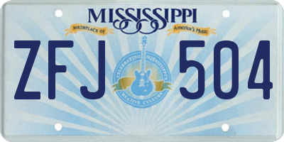 MS license plate ZFJ504