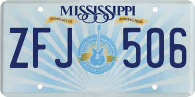 MS license plate ZFJ506