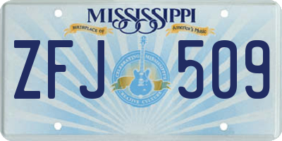 MS license plate ZFJ509